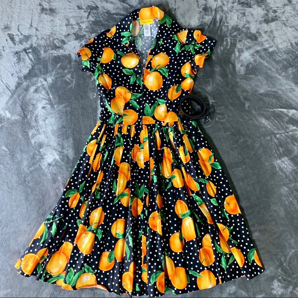SOLD - New Bernie Dexter Dive In Juicy Orange Print Dress - Picture 1 of 4